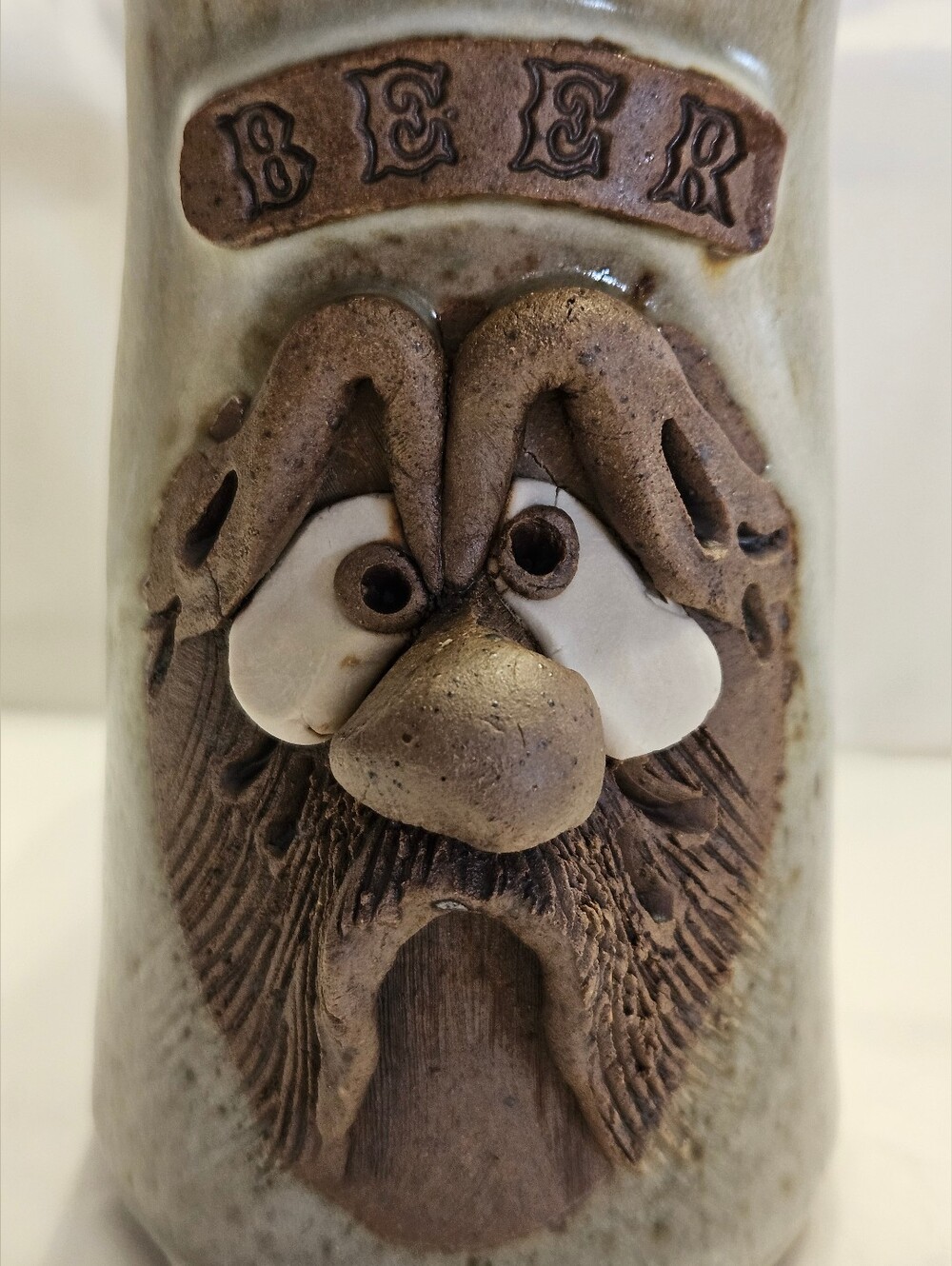 Vintage "Ugly Face" Beer Mug by Mahon Made Stoneware California.